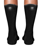 Performance Socks 003 in Black by Taper, back view with TR monogram