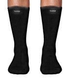 Performance Socks 003 in Black by Taper, front view with TAPER wordmark