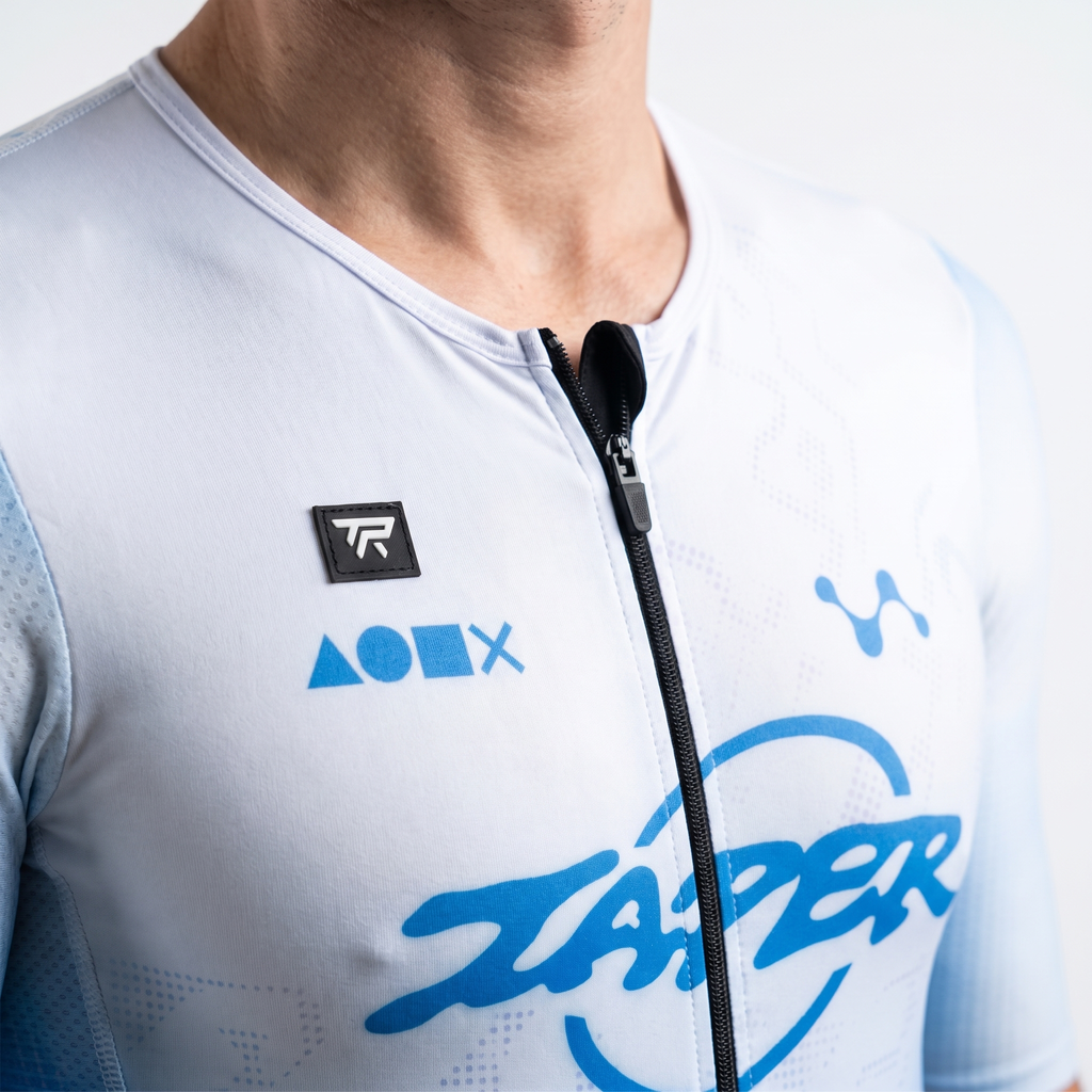 Taper Aerosuit collar, front zip, TR badge and chest print