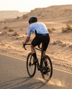 Taper Aerosuit rear pockets on a road cyclist