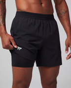 Taper Foundation Short in black, front view showing 2-in-1 compression liner