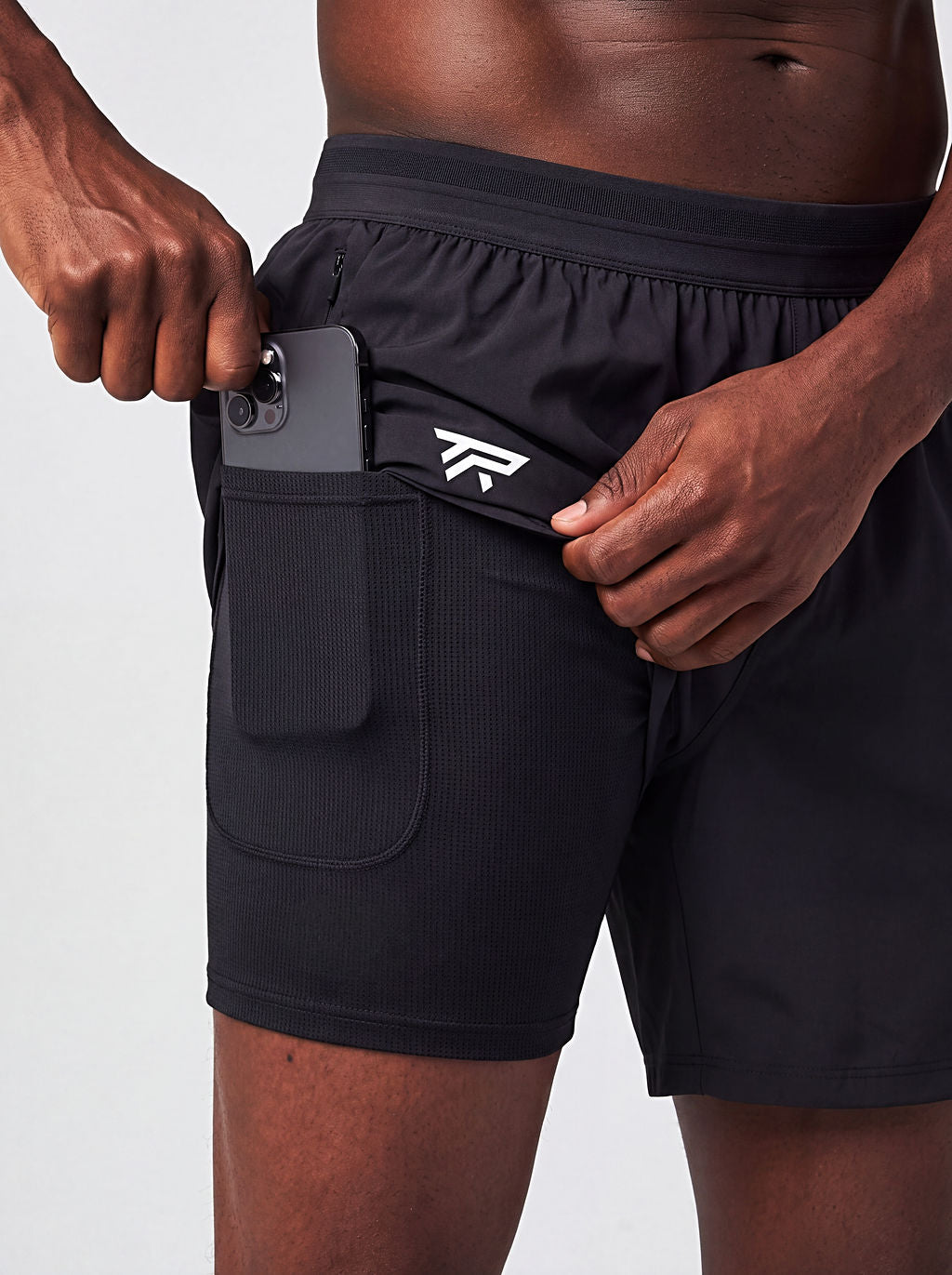 Taper Foundation Short liner phone pocket with zip waistband pocket