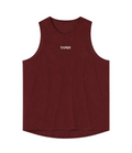 Taper Singlet by Taper in Burgundy — perforated running singlet, front